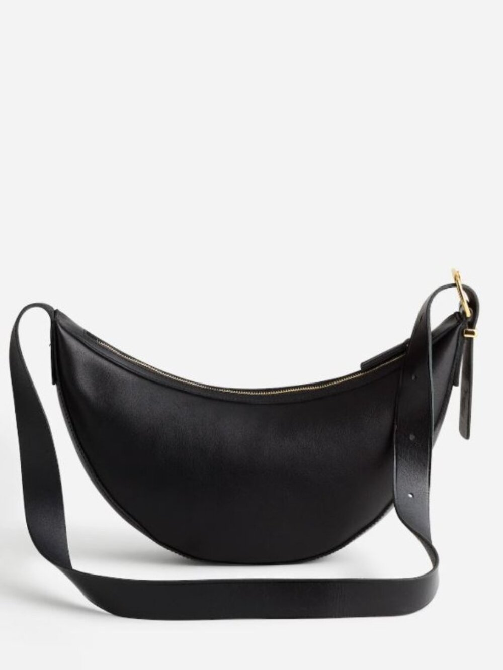 Madewell | The Essential Leather Crossbody Sling Bag | Black, gold hardware